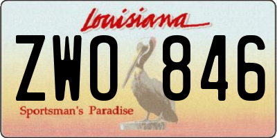 LA license plate ZWO846