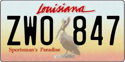 LA license plate ZWO847