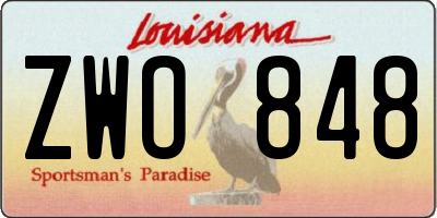 LA license plate ZWO848