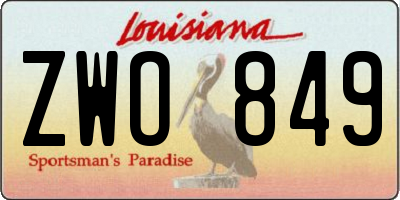 LA license plate ZWO849