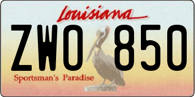 LA license plate ZWO850