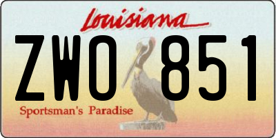 LA license plate ZWO851