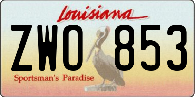 LA license plate ZWO853