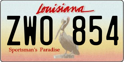 LA license plate ZWO854