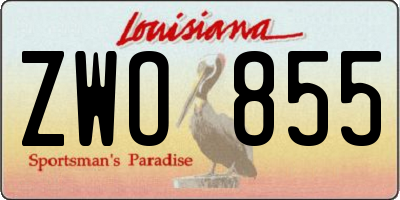 LA license plate ZWO855