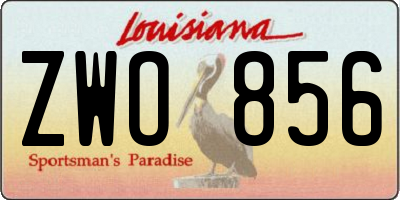 LA license plate ZWO856