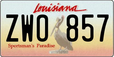 LA license plate ZWO857