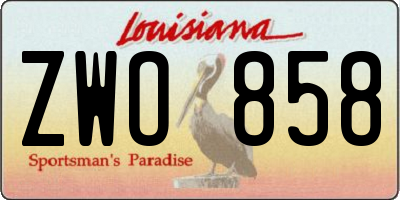 LA license plate ZWO858