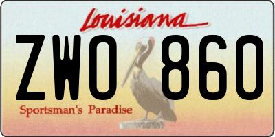 LA license plate ZWO860