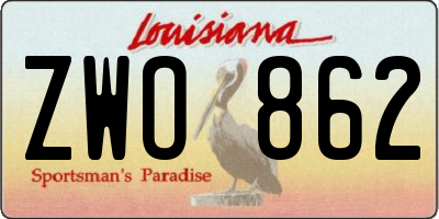 LA license plate ZWO862