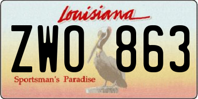 LA license plate ZWO863