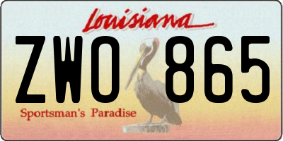 LA license plate ZWO865