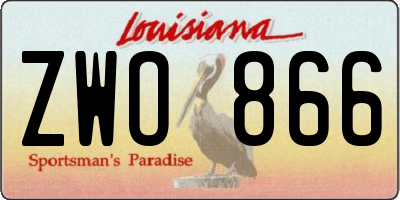 LA license plate ZWO866