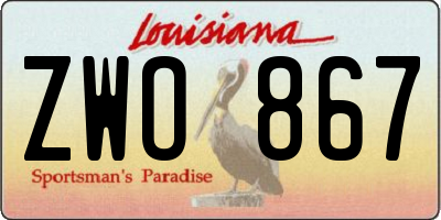 LA license plate ZWO867