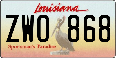 LA license plate ZWO868