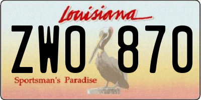 LA license plate ZWO870