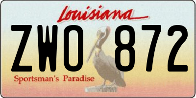 LA license plate ZWO872