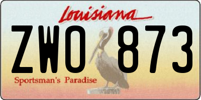 LA license plate ZWO873