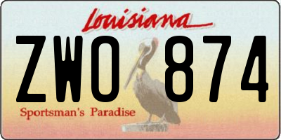 LA license plate ZWO874