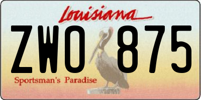 LA license plate ZWO875