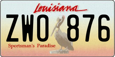 LA license plate ZWO876