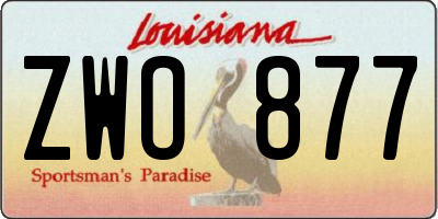 LA license plate ZWO877