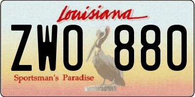 LA license plate ZWO880