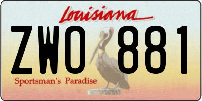 LA license plate ZWO881