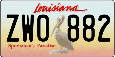 LA license plate ZWO882