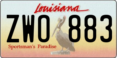 LA license plate ZWO883