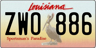 LA license plate ZWO886