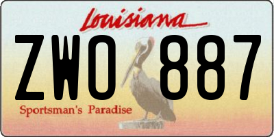 LA license plate ZWO887