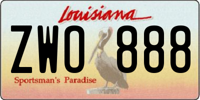 LA license plate ZWO888