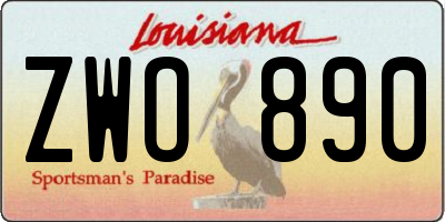 LA license plate ZWO890