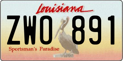 LA license plate ZWO891