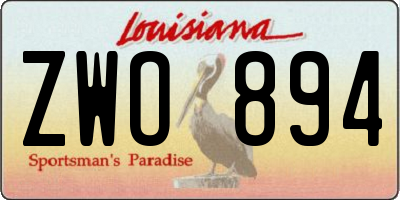 LA license plate ZWO894