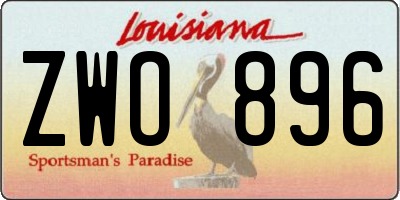 LA license plate ZWO896