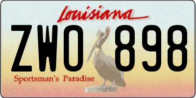 LA license plate ZWO898