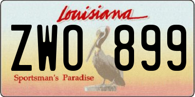 LA license plate ZWO899