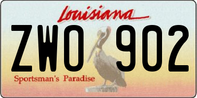 LA license plate ZWO902