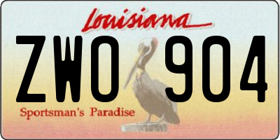 LA license plate ZWO904