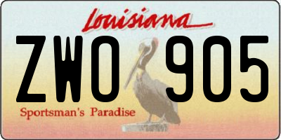 LA license plate ZWO905