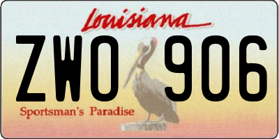 LA license plate ZWO906