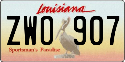 LA license plate ZWO907