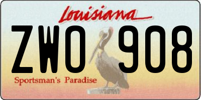 LA license plate ZWO908