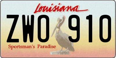 LA license plate ZWO910