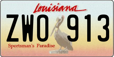 LA license plate ZWO913