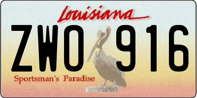 LA license plate ZWO916