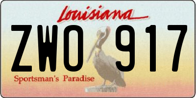 LA license plate ZWO917