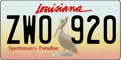 LA license plate ZWO920